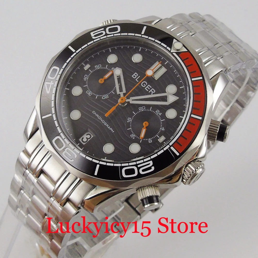 

BLIGER кварцевые мужские часы с сапфировым стеклом хронограф с функцией окошка даты