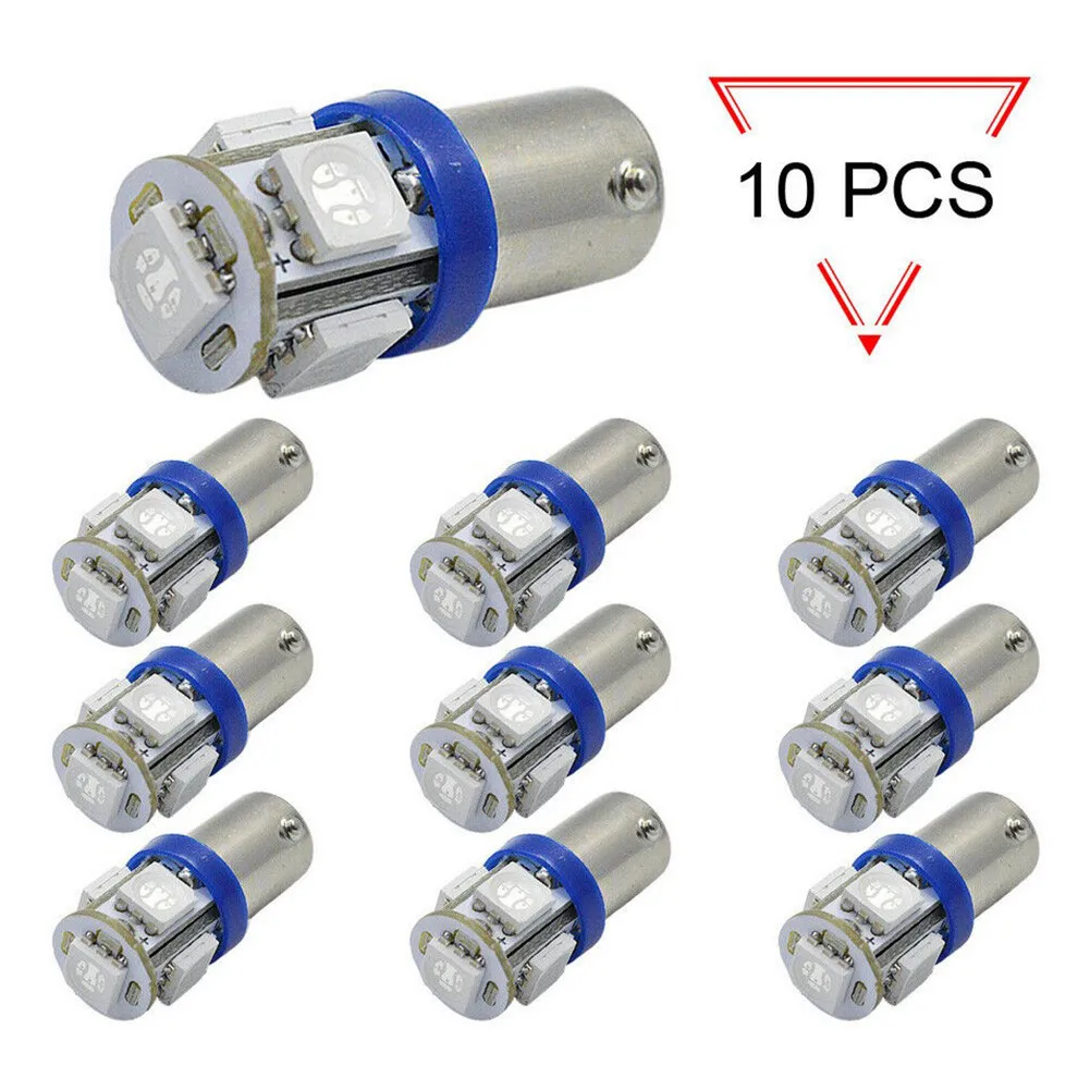 

10x BA9S 5050 5LED Modified Car Roof Reading Light License Plate Light Blue 5050 5LED Modified Car Roof Reading Light