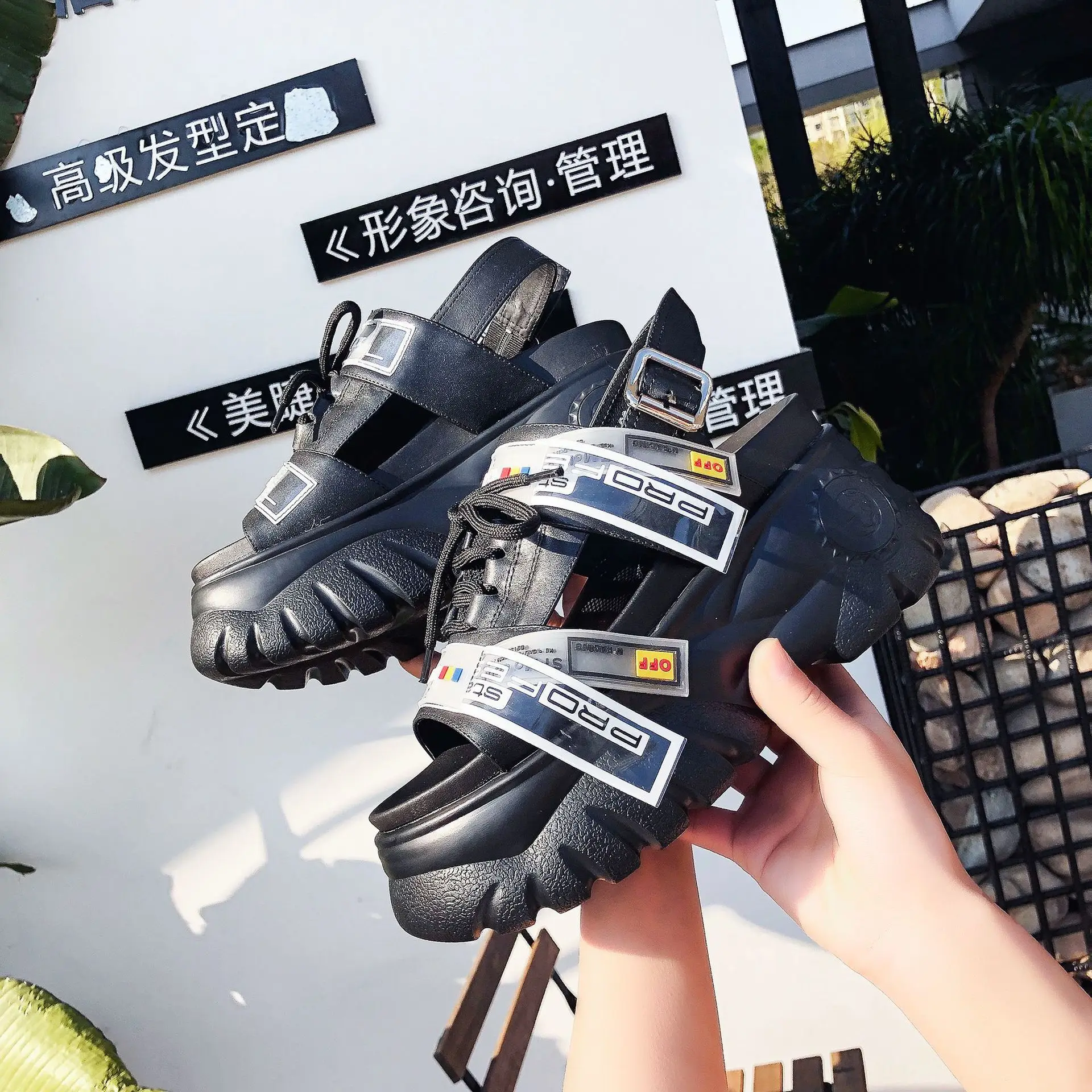 

All-match Thick Bottom Sandals Pu Women's Shoes Sandals Woman Exceed 2019 Fairy