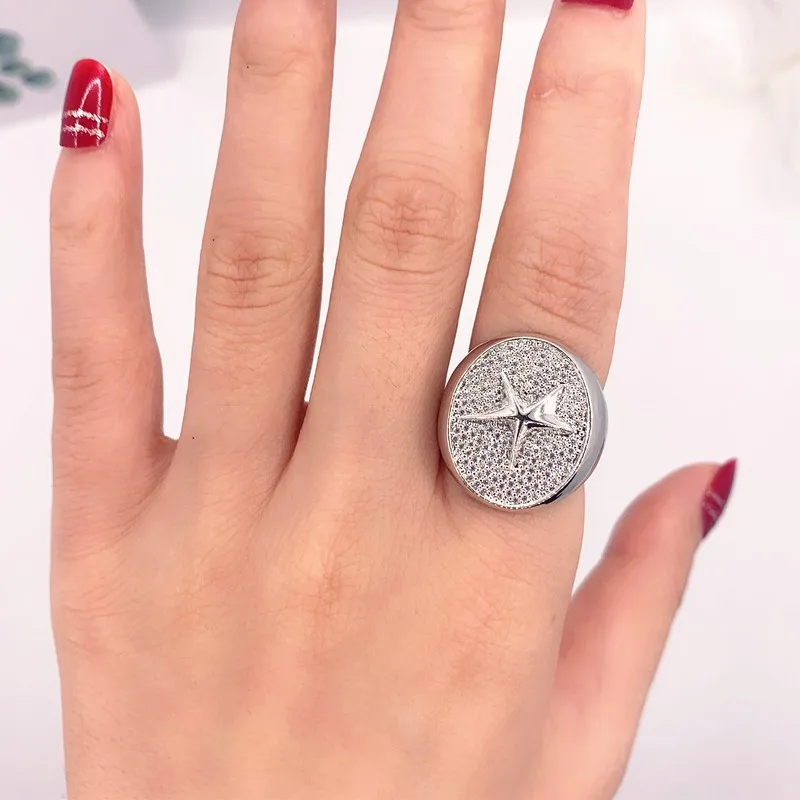 

Trendy Star Big Rings For Women Punk Women Rings Luxury Oval Full Zirconia Anillos Fashion Jewelry Party Gift Zk30