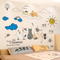 cartoon cats animals wall sticker vinyl diy clouds sun mural decals for kids bedroom living room nursery home decoration