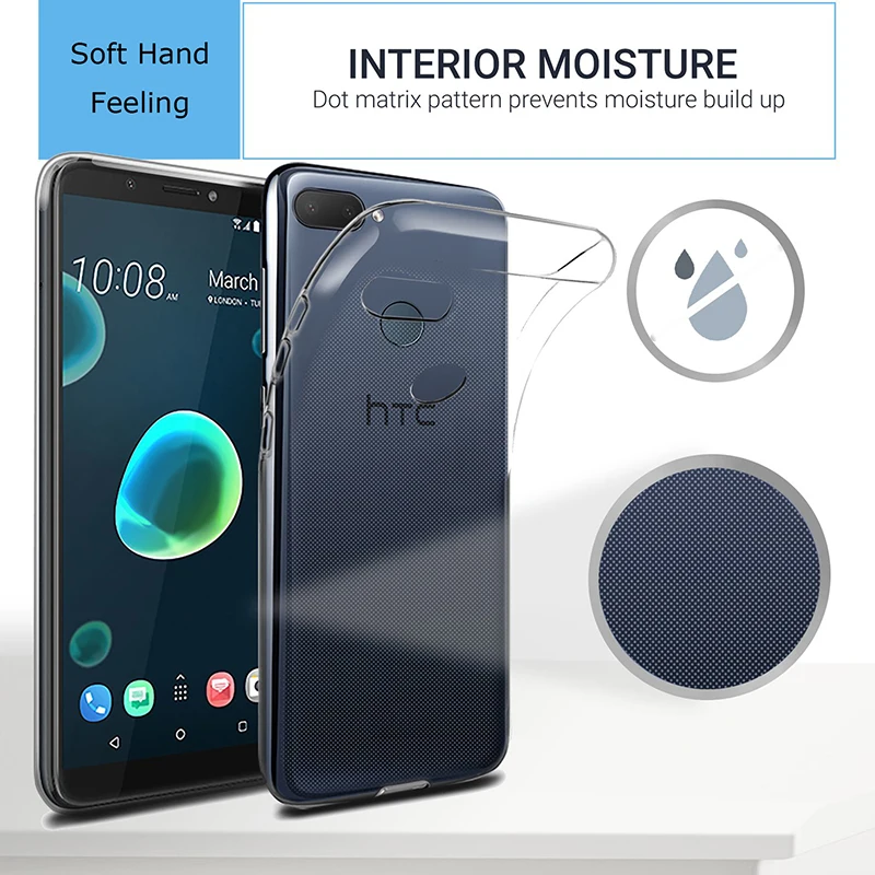 Высококачественные прозрачные чехлы для HTC Desire 12 12s Plus задней панели телефона