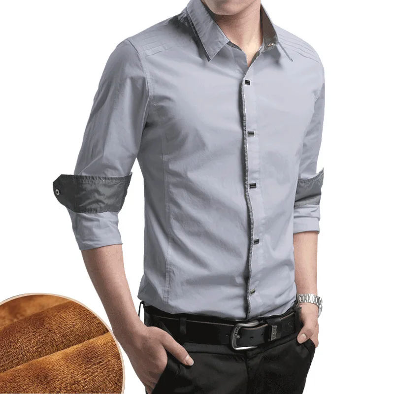 

Men's Shirts Autumn and Winter Leisure Warmth Plus Velvet Long Sleeve Men Clothing Thicken Shirts for Men Camisas Smart Casual
