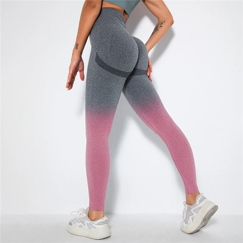 

Women Leggings Sports Yoga Pants Gradient Gym Leggings Fitness Running Pants Hips Push Up Leggings Bubble Butt Seamless Leggings