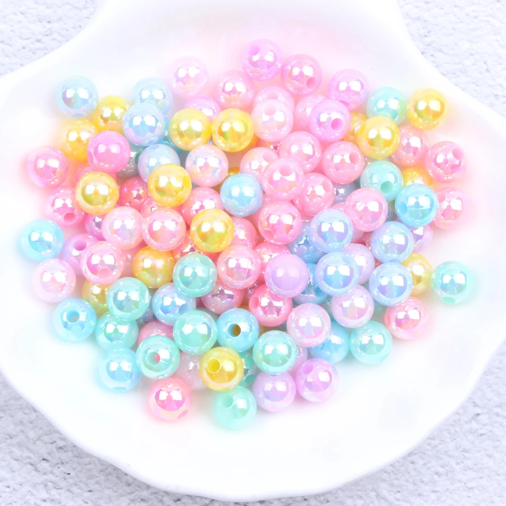 

Resin Round Imitation Beads AB Colors 6 8 10mm 50g With Hole Loose Craft Pearls For Sew On Clothes Bags Shoes Backpack Supplies