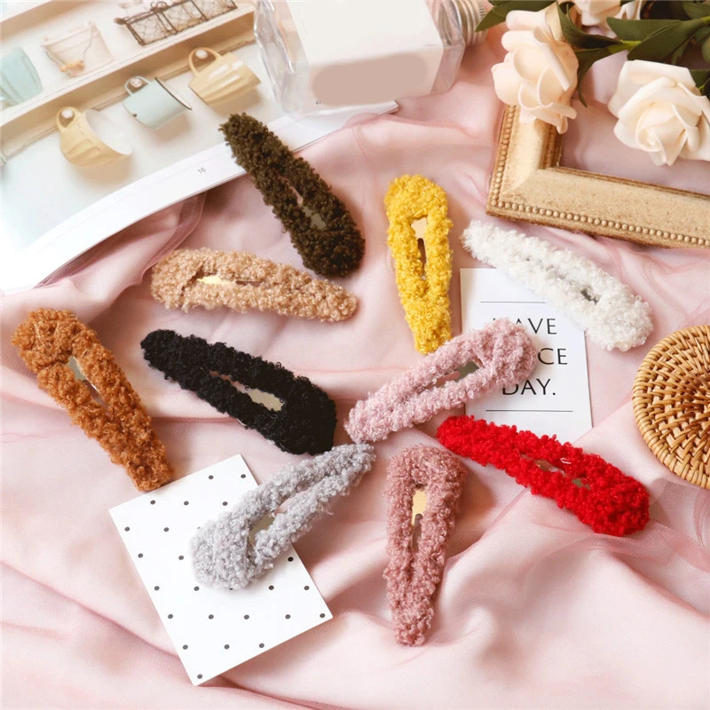 Милые плюшевые модные ВВ заколки для волос милые женщин девочек аксессуары