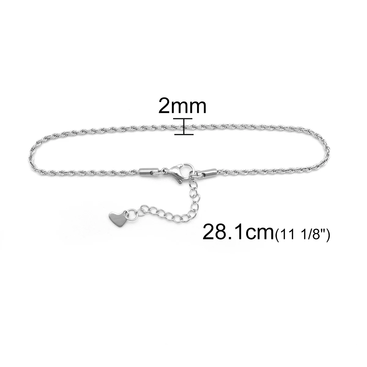 304 Stainless Steel Anklet Silver Color Anklets For Women Fine Fashion jewelry Barefoot Decor 23.3cm(9 1/8&quot) long 1 Piece | Украшения и