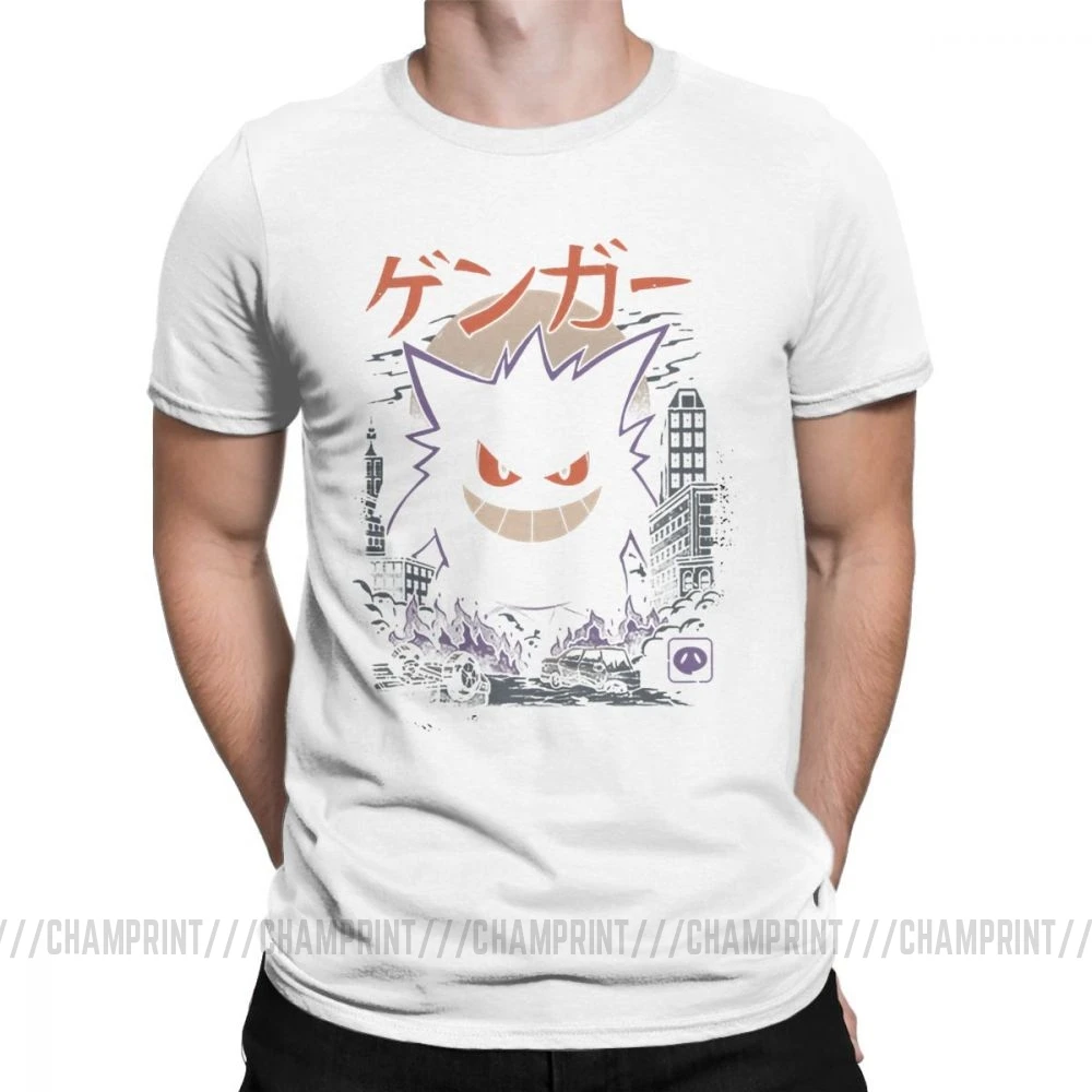 Белый Gengar Kaiju японский стиль Одежда с покемоном комедии модные футболки для мужчин новинка чистый хлопок тройники короткий рукав Футболка уникальный - Цвет: Белый