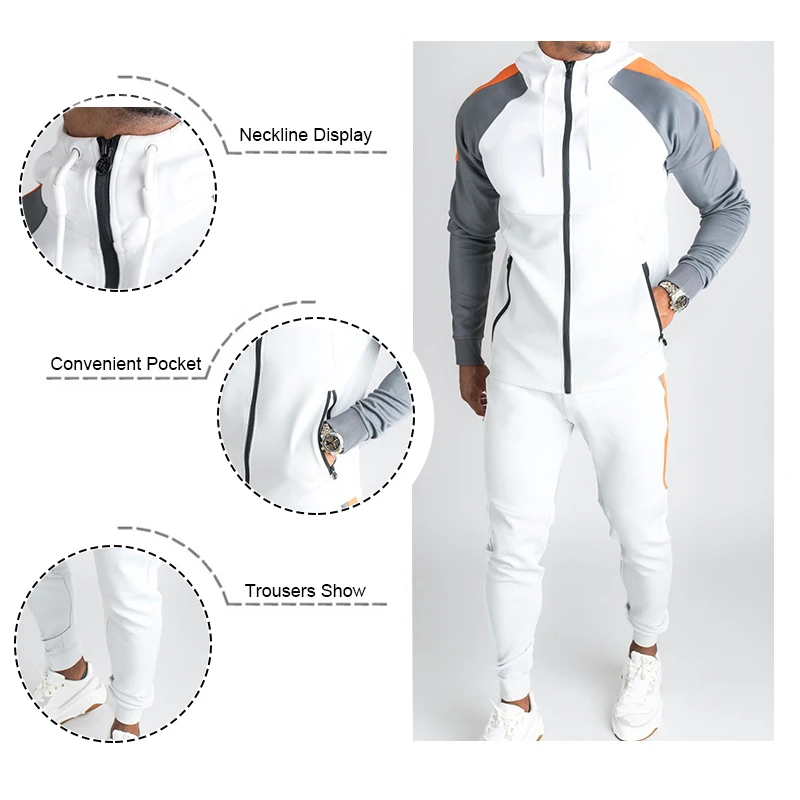 

Men's sports suit jogging suit fitness suit 2 pieces simple casual sweaters + pants 2 pieces