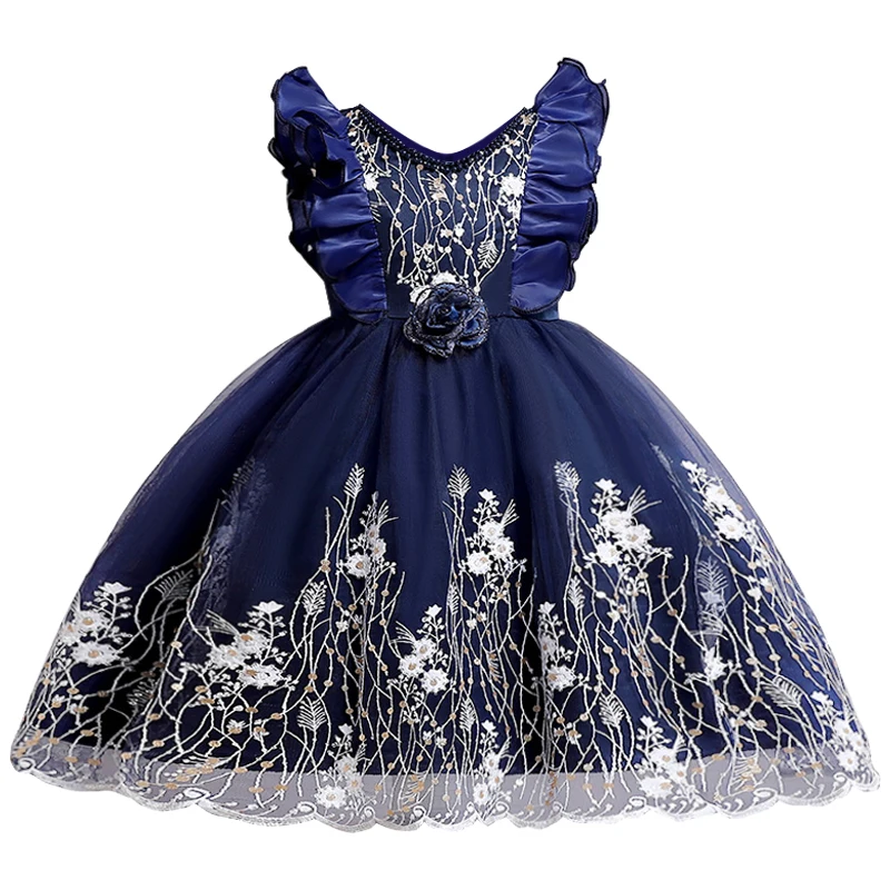 Flower Vintage Embroidery Baby Girls Dress 2022 New Summer Tutu Party Elegant Wear Princess Kids Vestido | Детская одежда и обувь