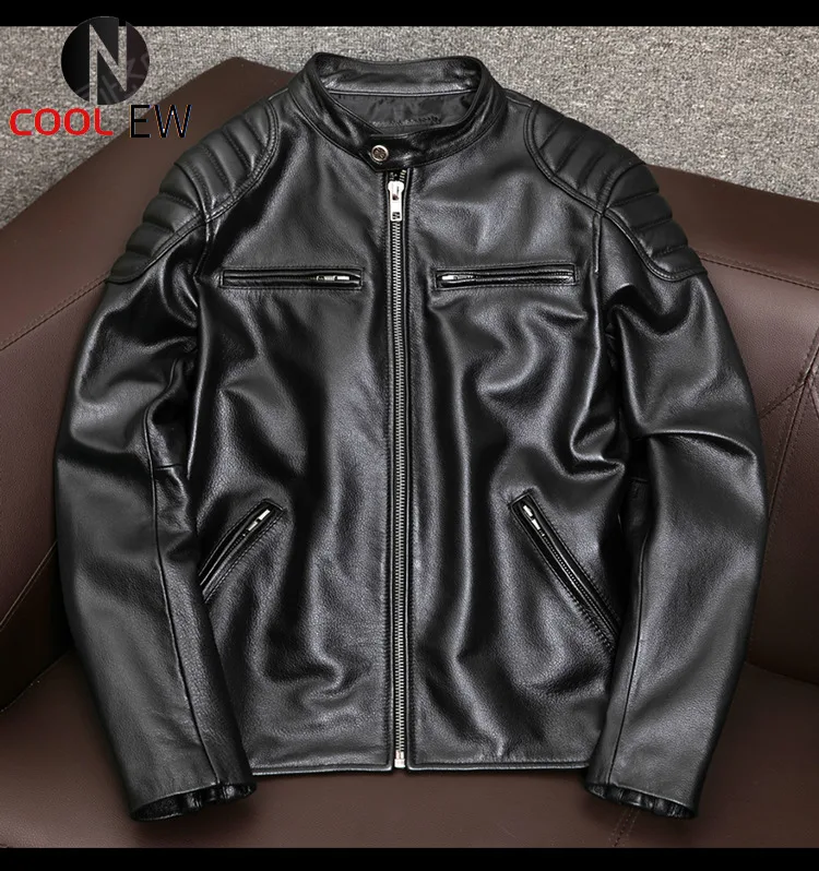 

Free shipping,Wholesales.cheap Biker slim short genuine leather coat.cool ridder leather outwear.black fashion cowhide clothes