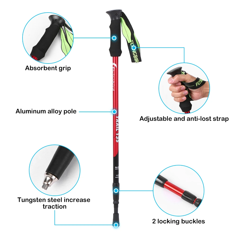 2 шт Анти шок углерода трости складные для горного туризма Пешие палки
