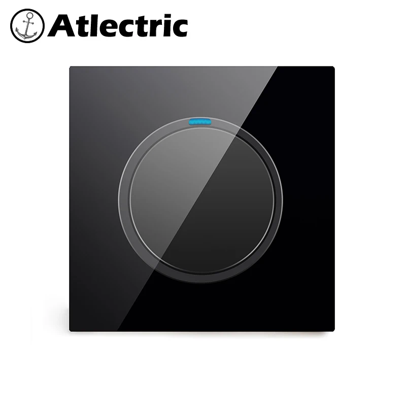 Atlectric 1/2/3/4 ряда 1/2Way кнопка выключения света свет блокиратор закаленное Стекло Панель настенный выключатель лампы свет светодиодный индикатор выключатель света,переключатель,кнопки