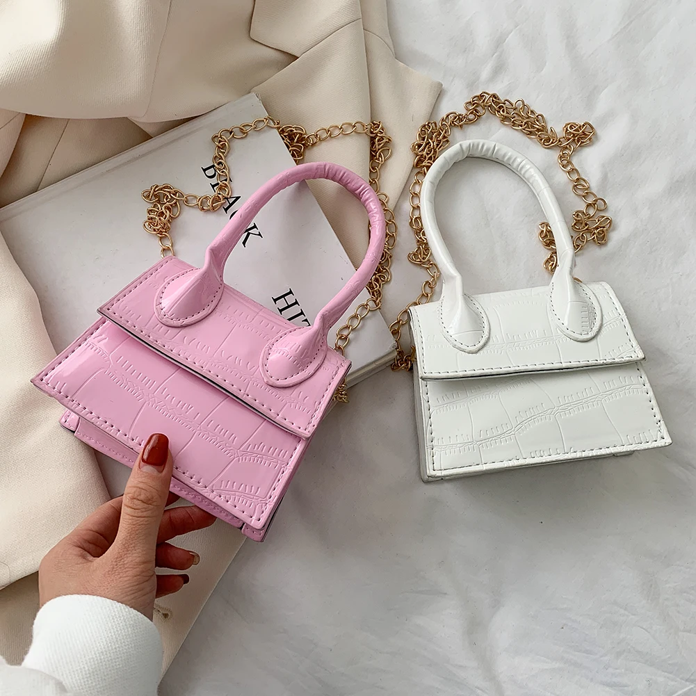 

Retro PU Leather Fashion Alligator Pattern Mini Crossbody Bags Fro Women Casual Solid Ladies Small Chain Shoulder Messenger Bags