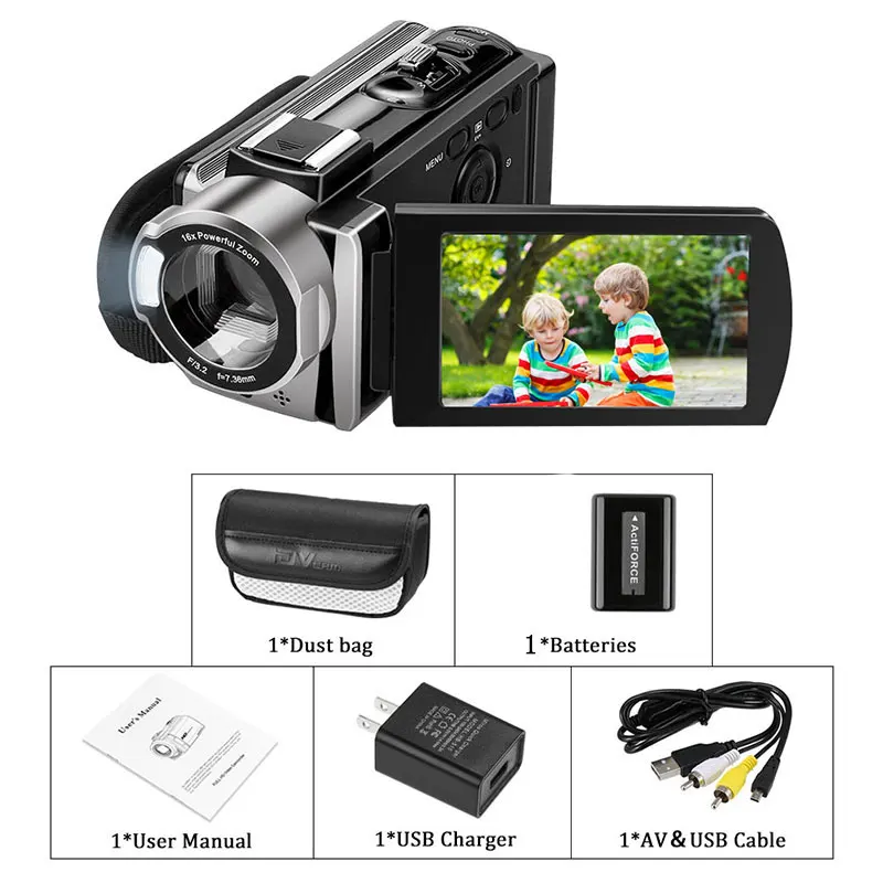 Видеокамера видеокамера цифровая YouTube Vlogging FHD 1080P 24MP вращение на 270 градусов 16X