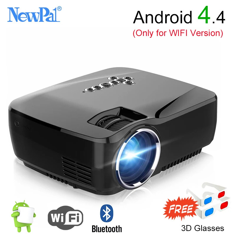 Newpal портативный мини проектор 1200 люмен СИД с Android 4 WI FI Поддержка bluetooth Miracast обмена