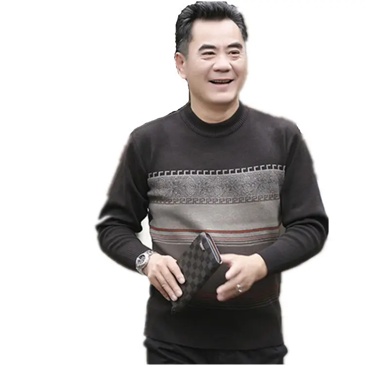 

Middle-aged Men's Thickened Sweater 2018 New Loose Size Bottom Knitted Sweater men sweater