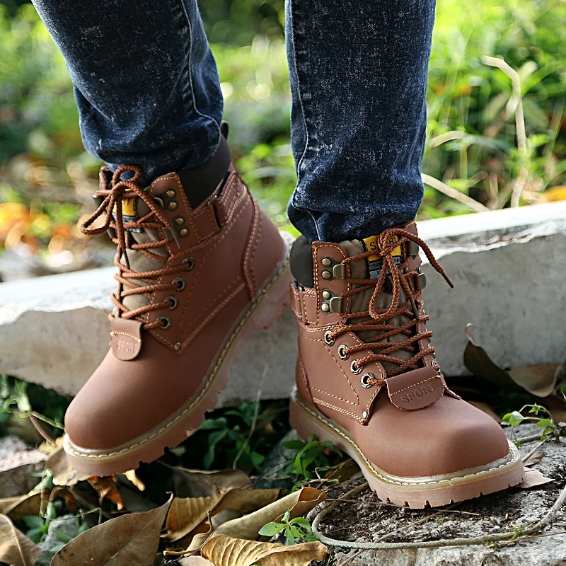 Зимние теплые зимние ботинки мужские 2019 кожаные Ботильоны Водонепроницаемая