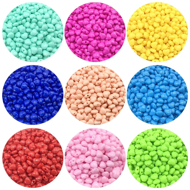 Цветные акриловые бусины в форме сердца для изготовления ювелирных изделий