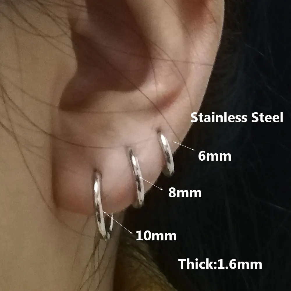 

Surgical Steel Small Mini Hoop Earrings Stainless Ring Nose Helix Cartilage Tragus Labret Piercing Ear Studs Loop Earing
