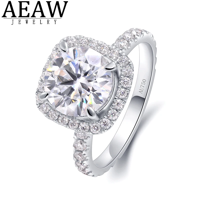 

D color VVS1 Round Brilliant Cut 1.5ct 7.5mm Moissanite Engagement Halo Ring Solid Real 14K White Gold Certification