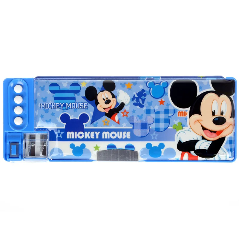 6pcs Disney Mickey Stationery Box Double Hole Pencil Sharpener Cartoon Deformation Multifunctional Pencil Box Learning Gift