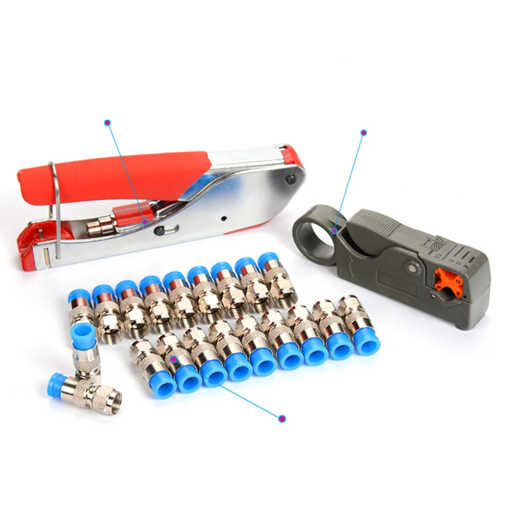 

Coaxial Cable Pliers Stripper Pliers Set of Net Cable Pliers Tool With 20 Blue Plugs