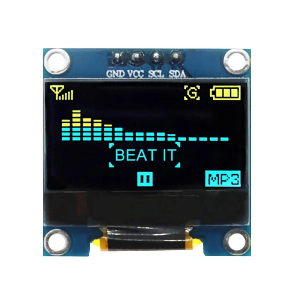 

OLED-дисплей 0,96 дюйма, белый/синий/желтый, синий, 7/4Pin, x 64, SPI/IIC, I2C, Цветовая идентификация, для Arduino