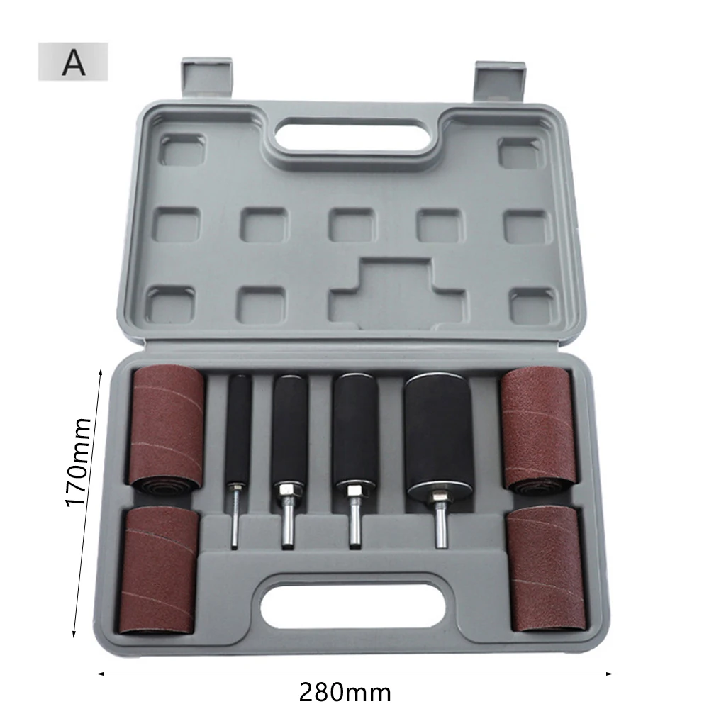 

Drum Sander Kit Sandpaper Long Short Drill Sanding Drum With Spindle Grit 80 120 Sander Sleeves for Woodworking Metalworking