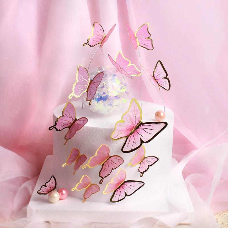 

Butterfly Cake Toppers Happy Birthday Cake Toppers Handmade Painted Wedding Birthday Party Cake Decoration Party Baking Supplies