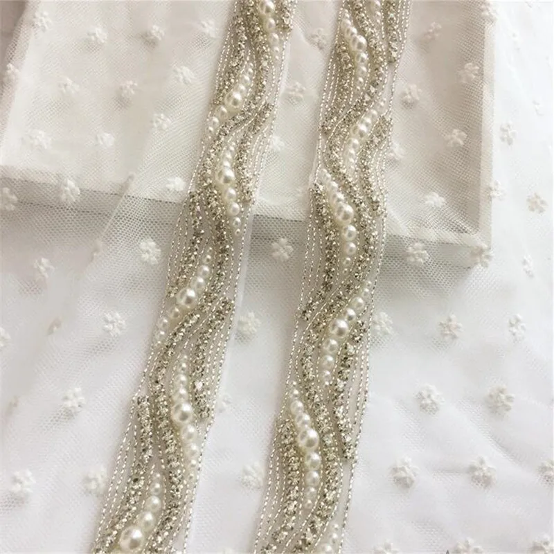 

1 ярд стразы кружева украшение, накладной орнамент для шитья одежды свадебное платье аксессуары белый сетчатый пояс кружева украшения