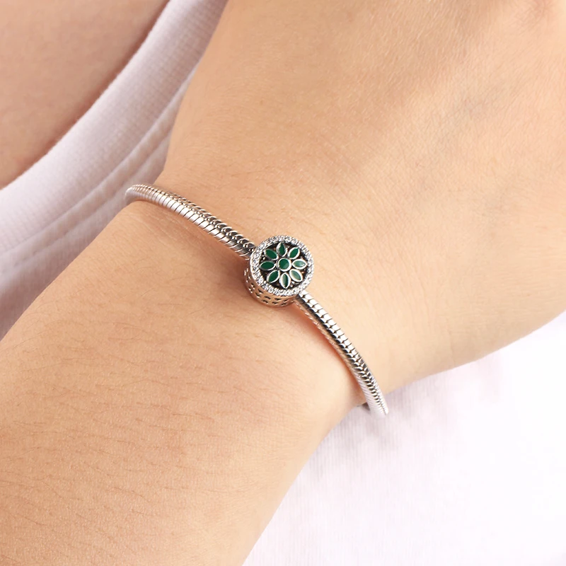 

New Orginal Fashion Luxury Fine Jewelry Making Enamel Pendant Vintage Charms Silver 925 Round Shape Beads Bracelet For Women
