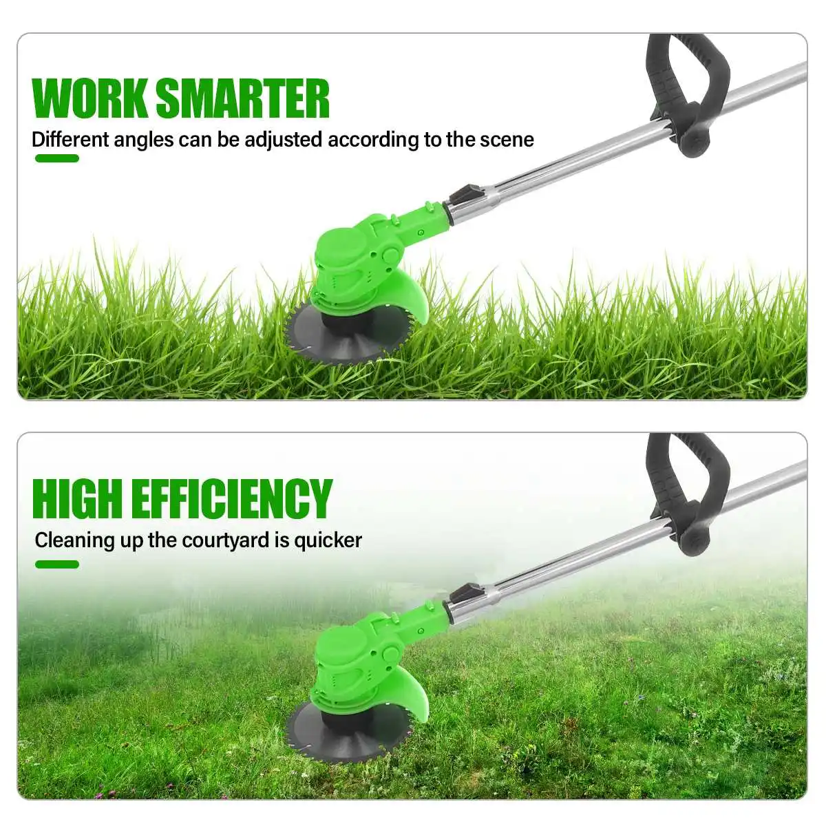 

Cordless Grass Trimmer Electric Lawn Mower Hedge Trimmer Length Adjustable Garden Pruning Powerful Cutter Tools with 2 Battery