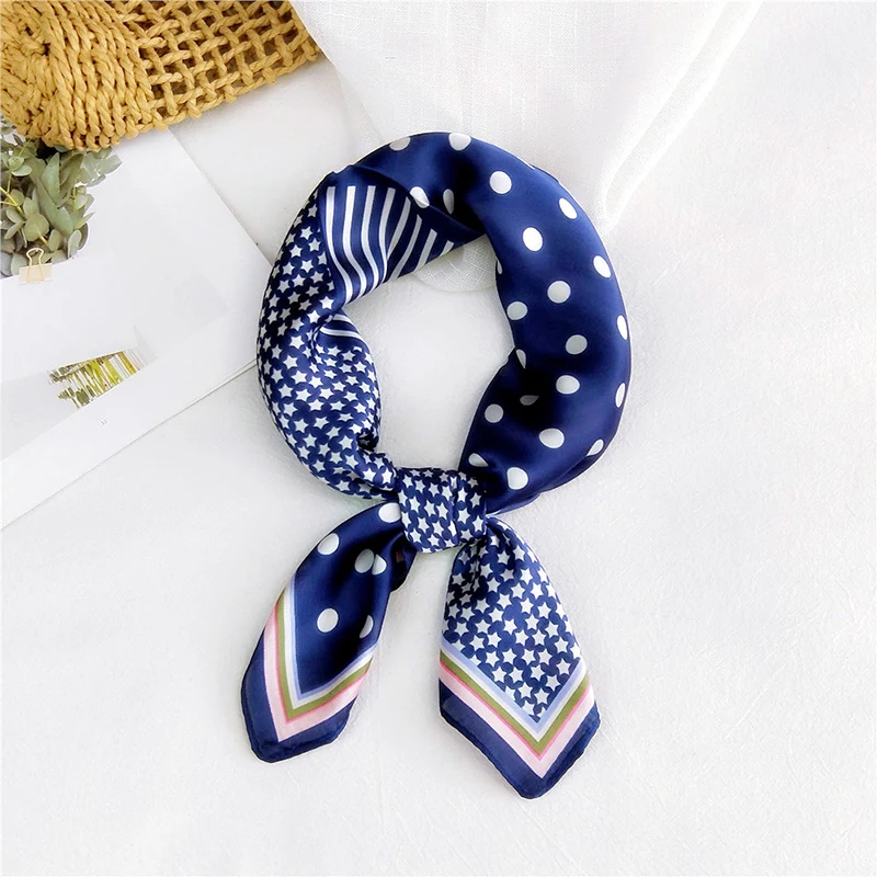 

Fashion Women Scarf Silk Satin Neck scarves Square Hair Wraps office Printing Waiter Flight Attendants Handkerchief neck scarf