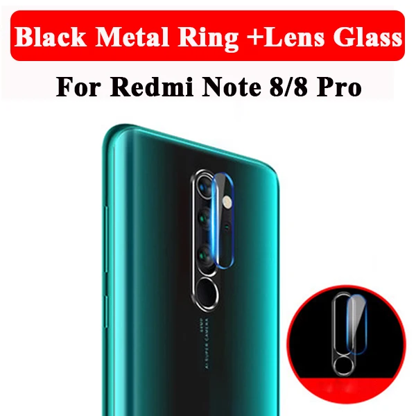 Black Ring glass Защитное стекло для объектива для Xiao mi Red mi Note 8 7 Pro mi A3 9T SE защитное металлическое стекло для камеры чехол-кольцо на красную mi Note 8 Pro крышка - Цвет: Black Ring glass