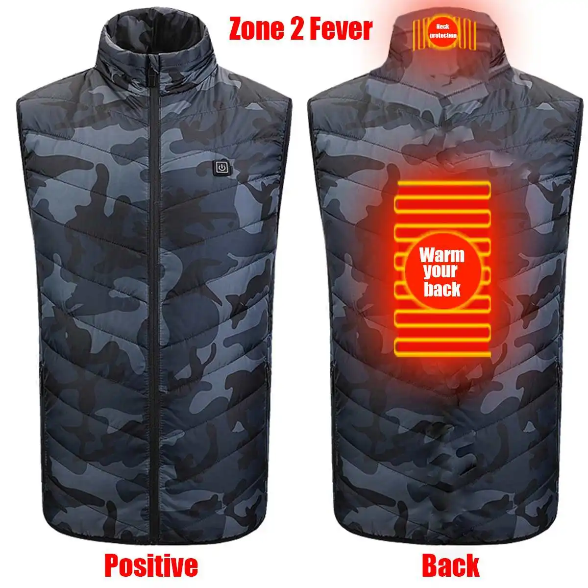 

Camouflage Electric Heating Vest Washable Usb Charging Heating Warm Vest Control Temperature for Outdoor Camping Hiking Golf