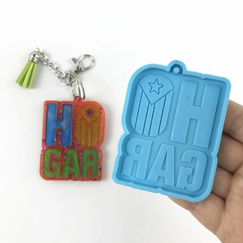 

N58F Shiny Glossy Silicone Resin Molds GAR Keychain Mold DIY Keychain Pendant Jewelry Epoxy Resin Crafting Molds