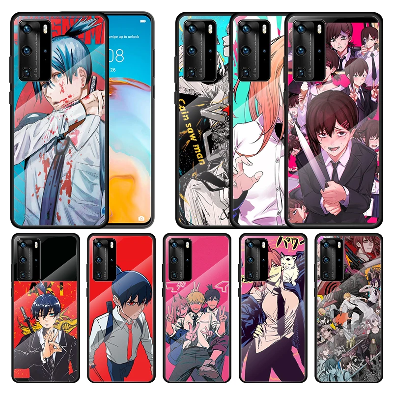 

Power Chainsaw Man For Huawei P Smart 2021 2020 Z P40 P30 P20 P10 Lite Nova 5i 2019 Pro Plus Tempered Glass Phone Case
