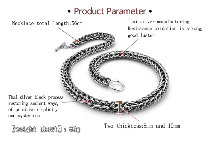 Винтаж стиль тайское серебристого цвета ожерелье пункты человек властная Киль