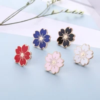 sweet cherry blossom flower brooch japanese sakura pins backpack collar button lapel pin badge women jewelry female gift