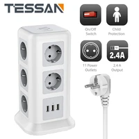 tessan tower power strip vertical surge protection 11 sockets 3 usb ports 6 5ft2m extension cable for household appliances