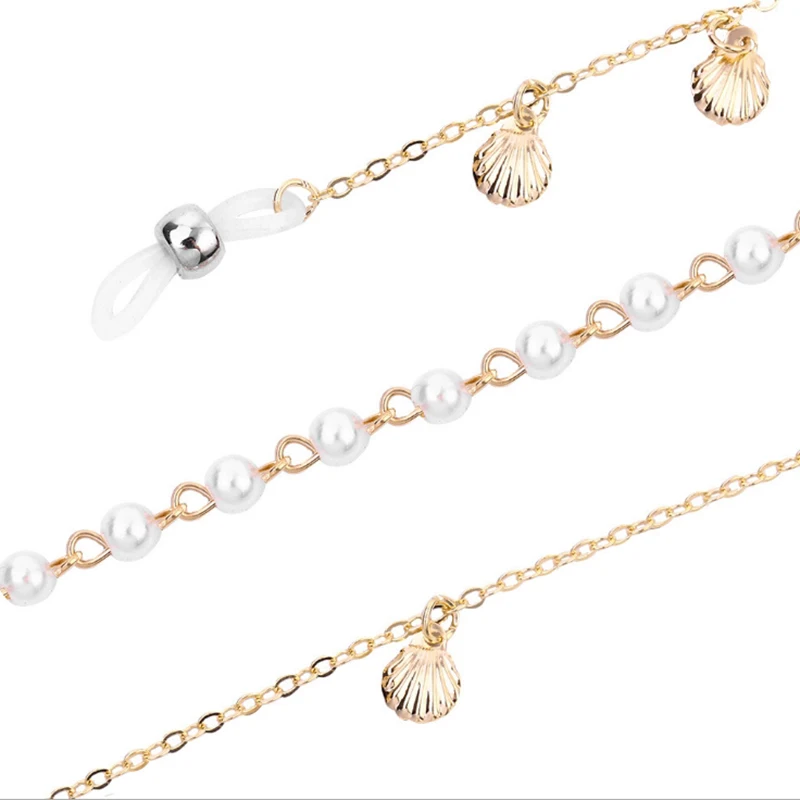 

SAFENH Pearl Shell Decoration Eyeglasses Chain Sweet Style Summer Fashion Eyeglasses Antiskid Glasses Chain Women