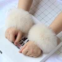 natural fox fur cuff women sleeve fur trimming high quality hot sale wrist warmer ladies bracelet real fur wristband glove