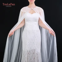 youlapan g24 bridal cape cloak wrap lace lotus leaf edge jacket cathedral wedding sheer cape shawl tulle for bride wedding
