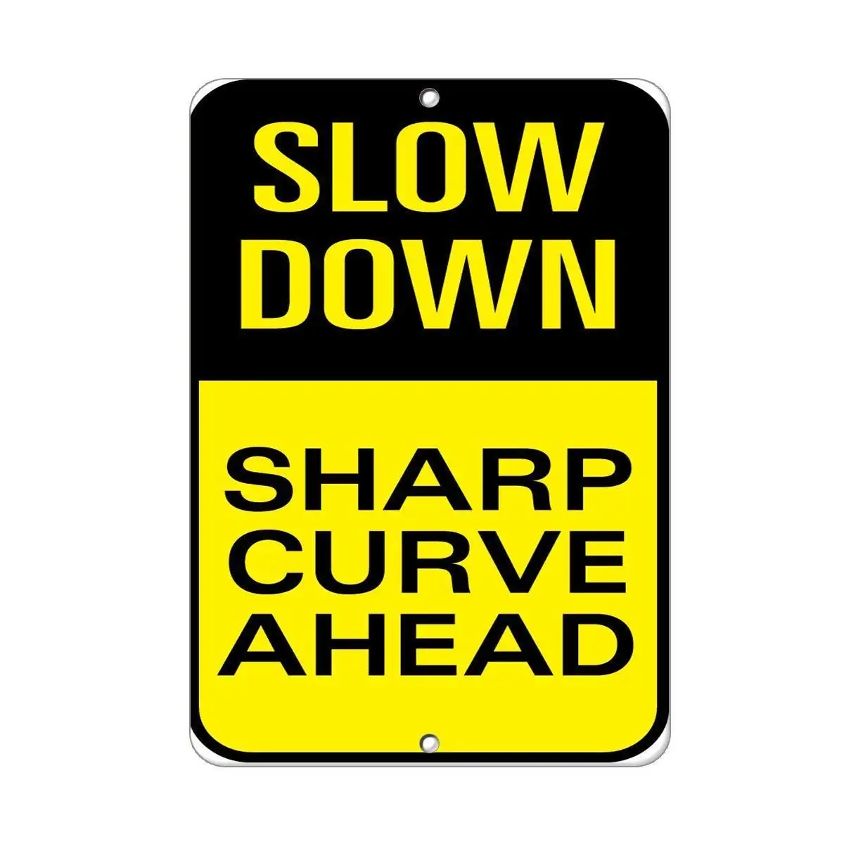 

Jesiceny New Tin Sign Slow Down Sharp Curve Ahead Traffic Aluminum Metal Road Sign Wall Decoration 8x12 INCH