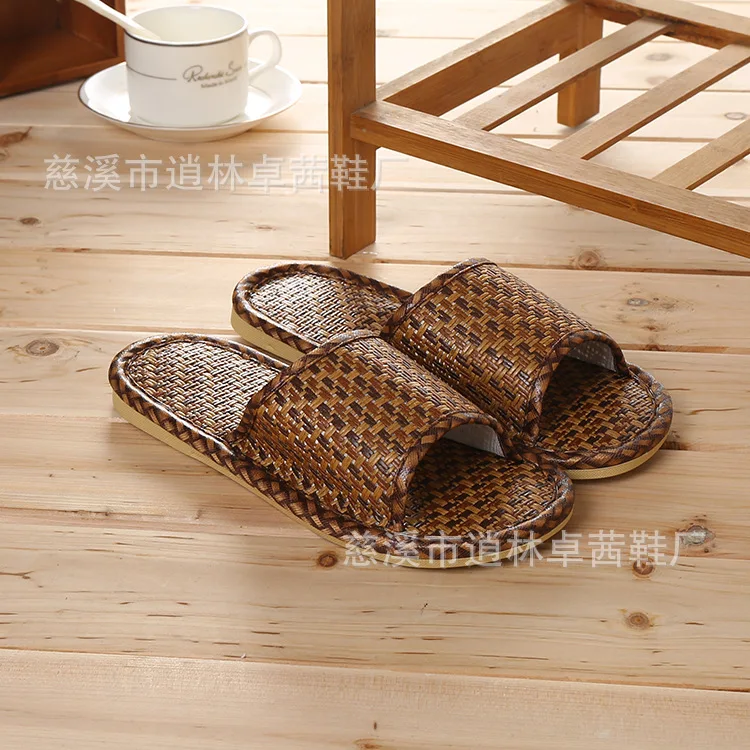 Удобная бамбуковая обувь ручной работы тапочки для мужчин и женщин соломенные