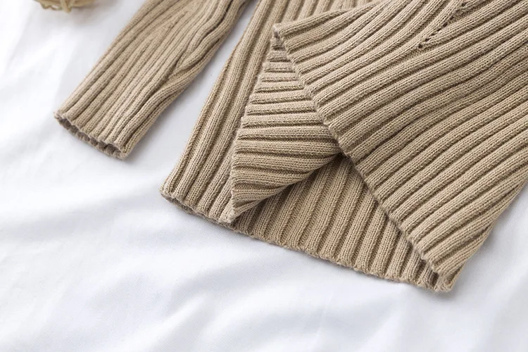 Toddler Girl Fitted Rib Knit Ruffled Collar Sweater Children Kids Girl Ribbed Sweater Winter Girls Tops
