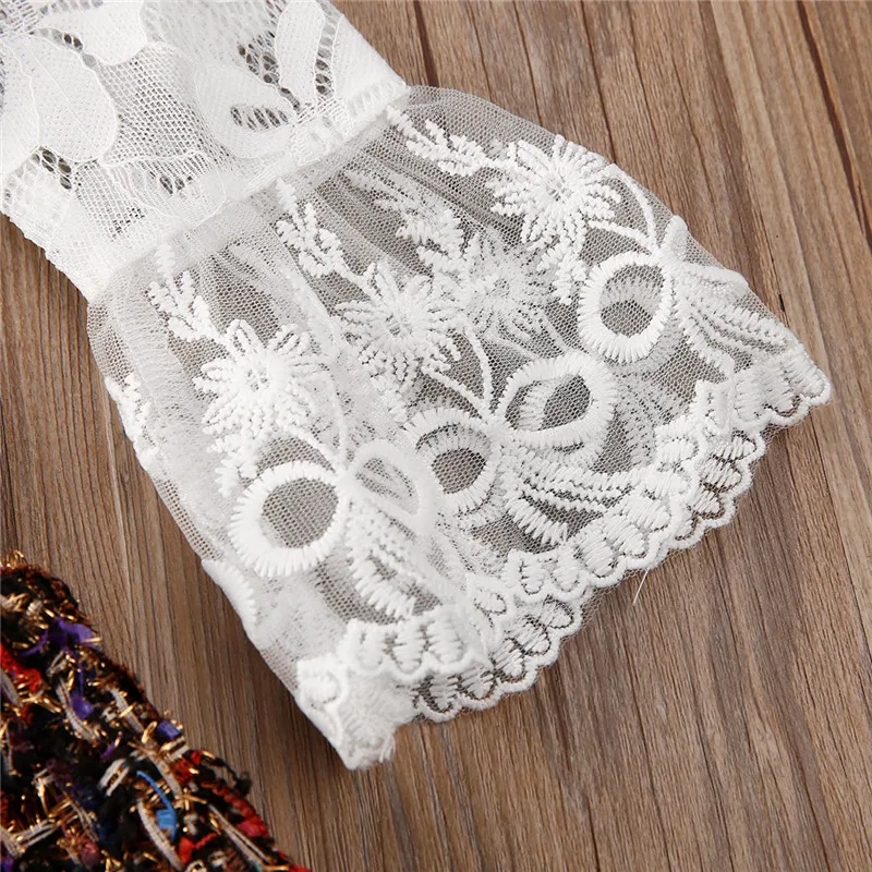 1-6T Kid Baby Girl Clothes White Lace Flare Ruffle Long Sleeve T-Shirt Tops Kids Skirt Girls Outfit Casual Clothing | Мать и ребенок