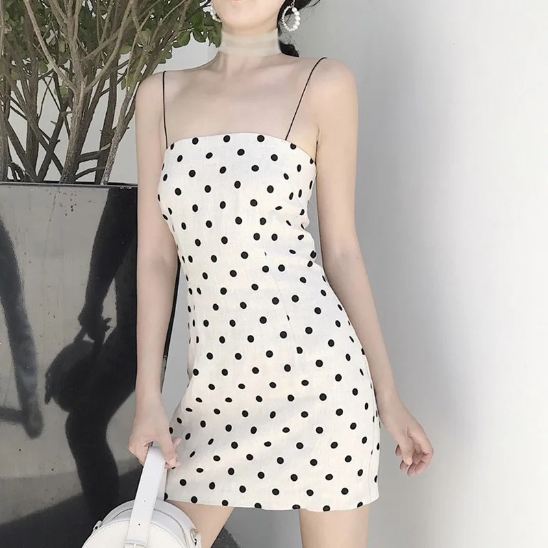 

Women's Sexy Spaghetti Strap Dot Print Mini Dress
