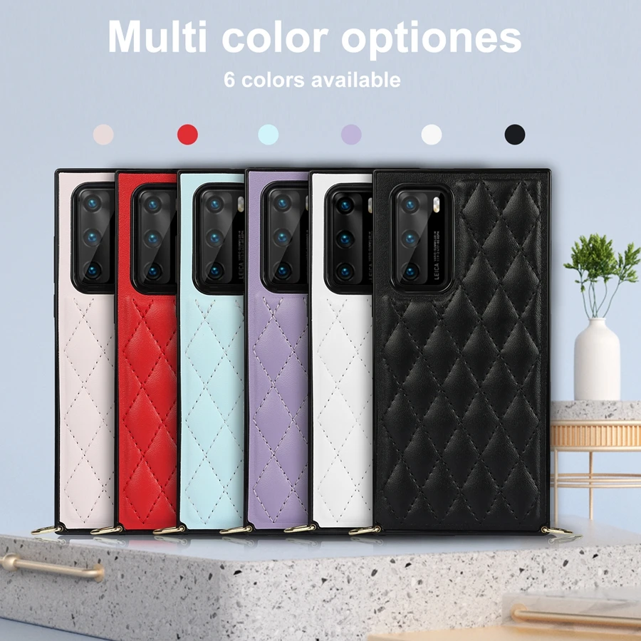 

Diagonal Small Fragrant Leather Case For Huawei P40 P40 Lite P40 Pro P30 P30 Lite P30 Pro Mate 40 Mate 40 Pro Mate 30/20 Pro